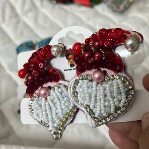 Handmade Christmas gnome earrings